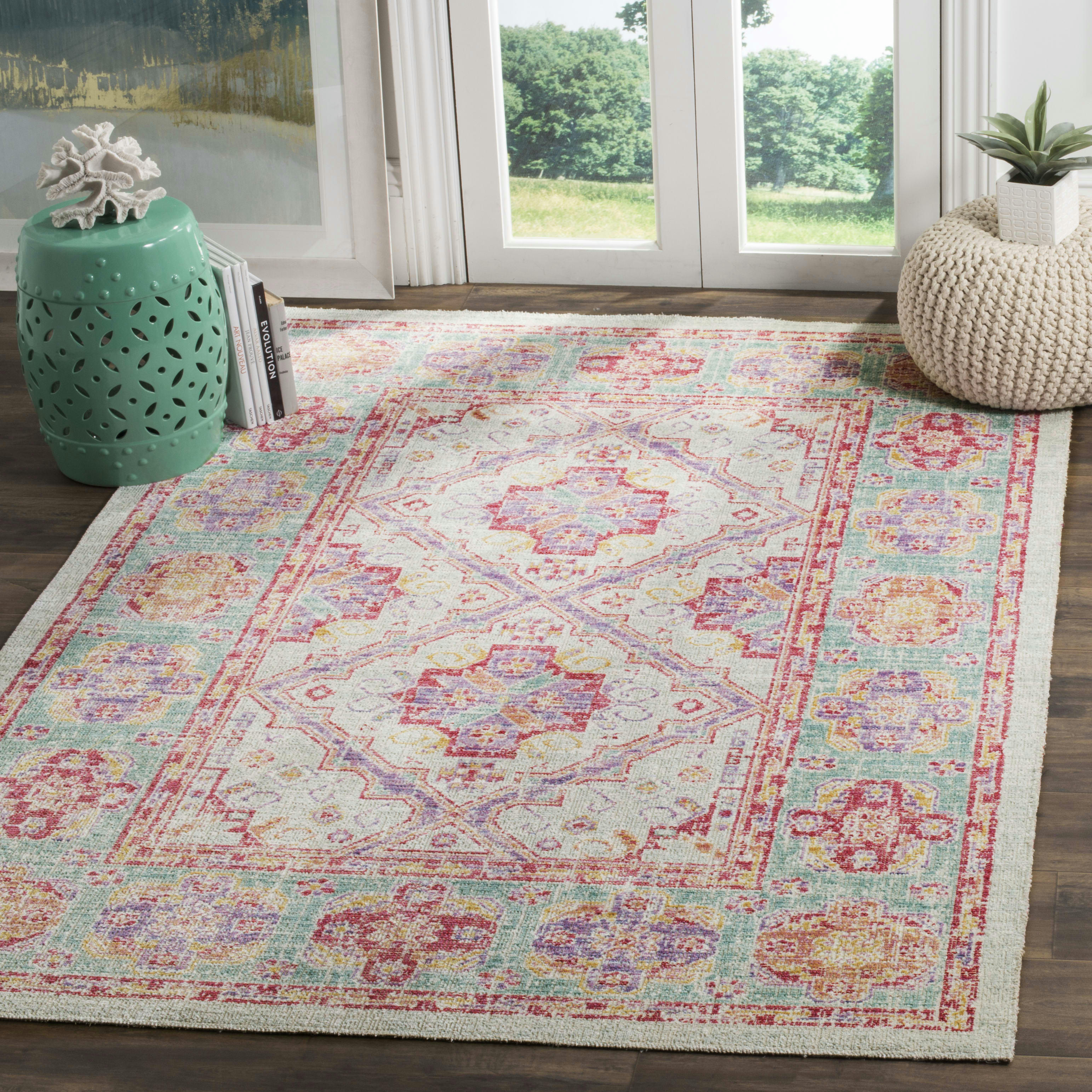 WINDSOR - Tapis de salon interieur en spa rose & multi, 122 x 183 cm