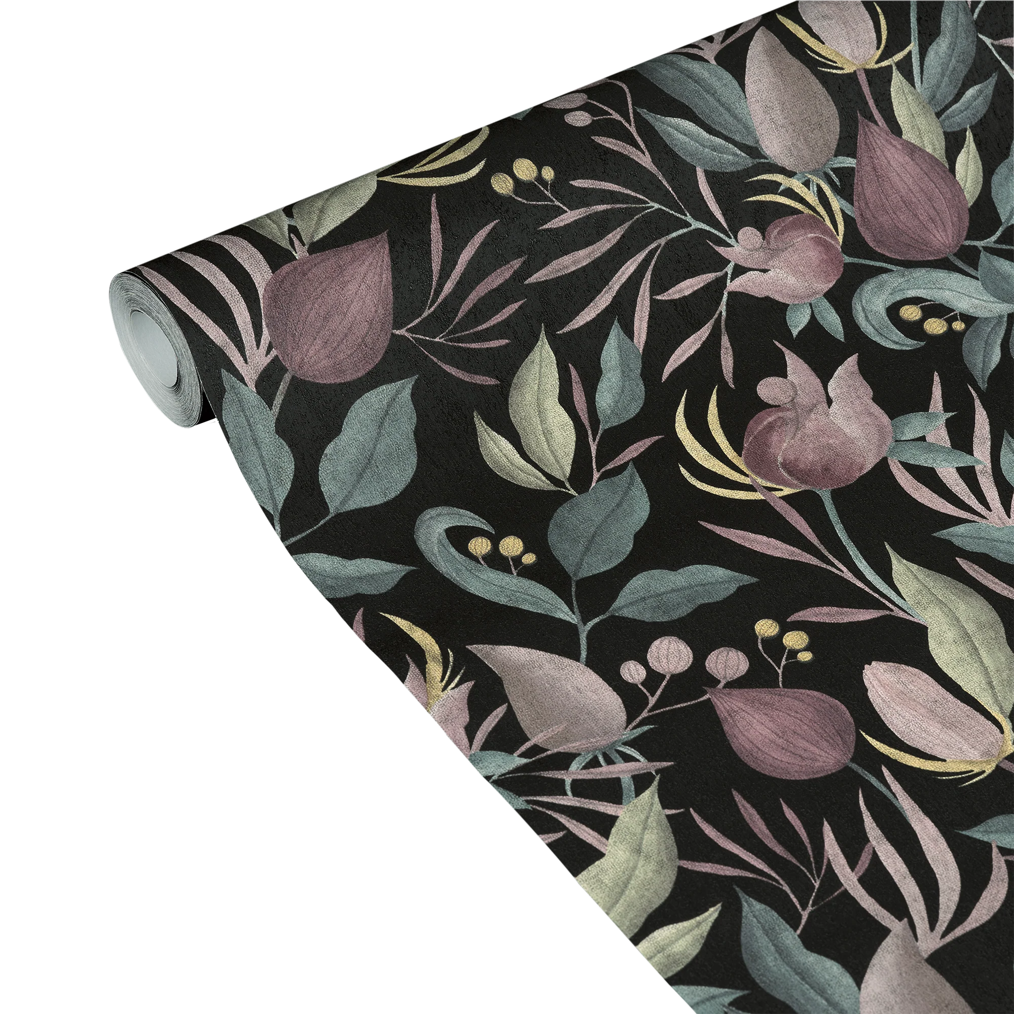 CosmoLiving Papier peint intissé STILL BLOOM noir et rose parme