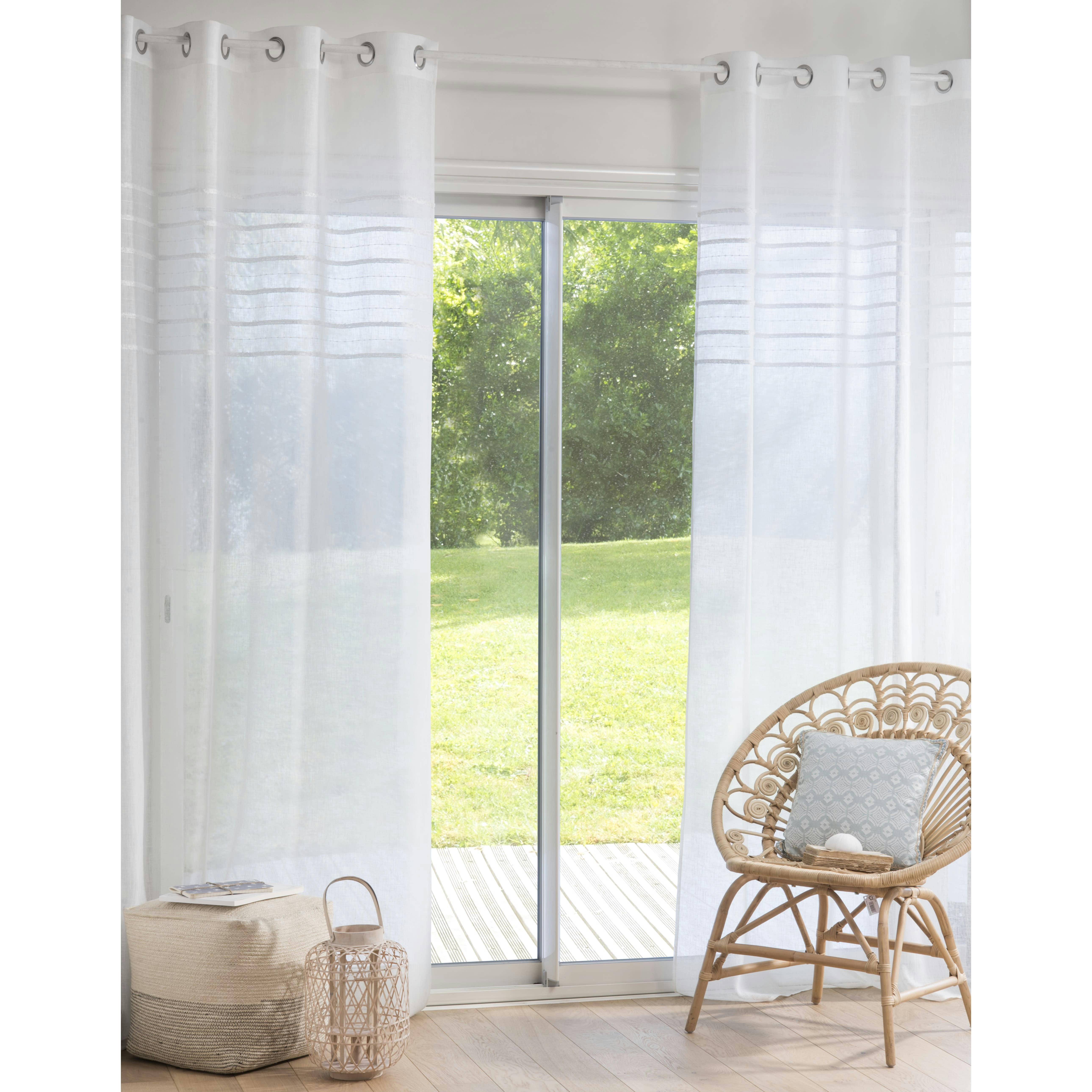 - Voilage à œillets blanc à l'unité 140x250