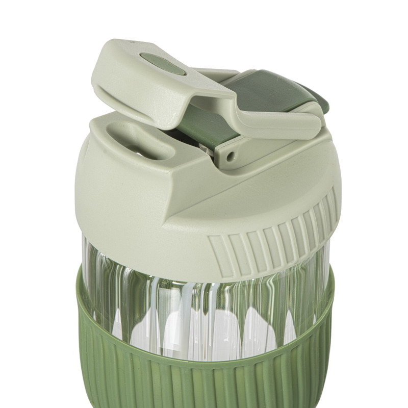 Glazen to-go beker - groen - 350 ml