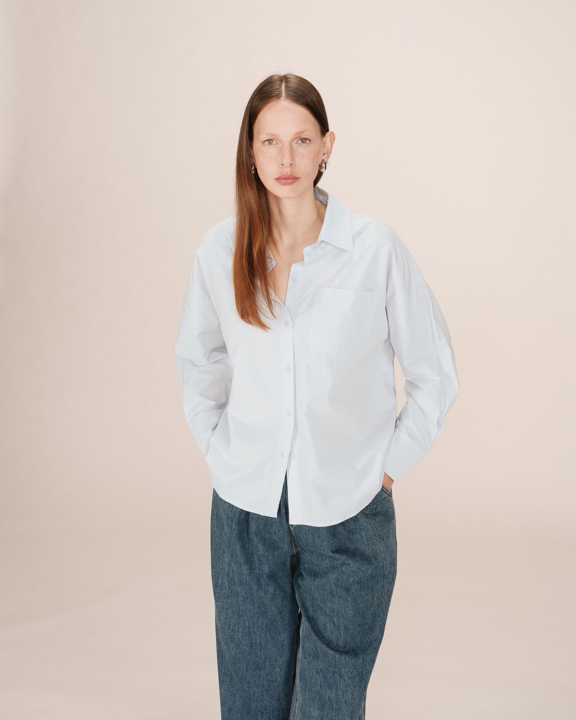 Chemise oversize en coton bleuet Sira