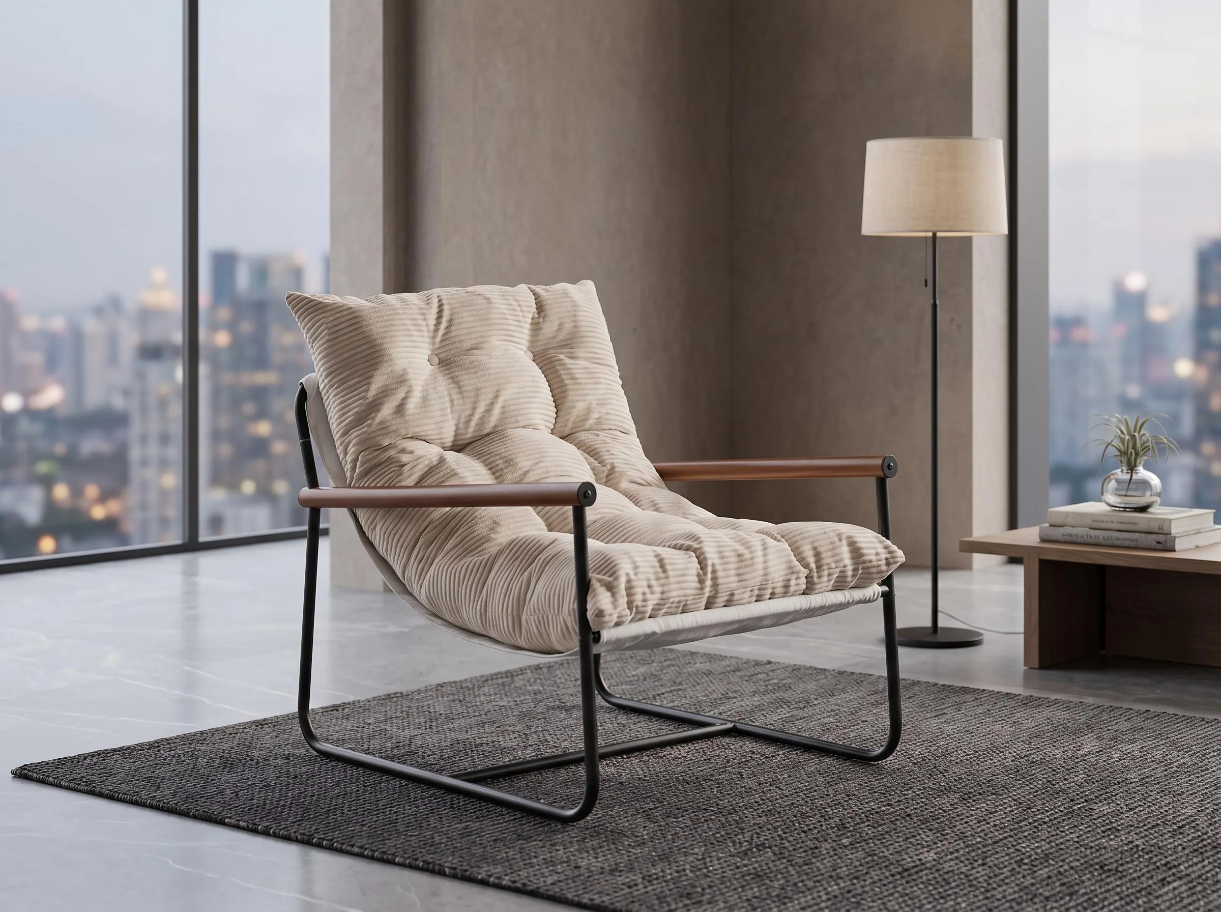 Accent Chair, Modern Upholstered Armchair, Lounge Chair with Metal Frame for Living Room or Bedroom