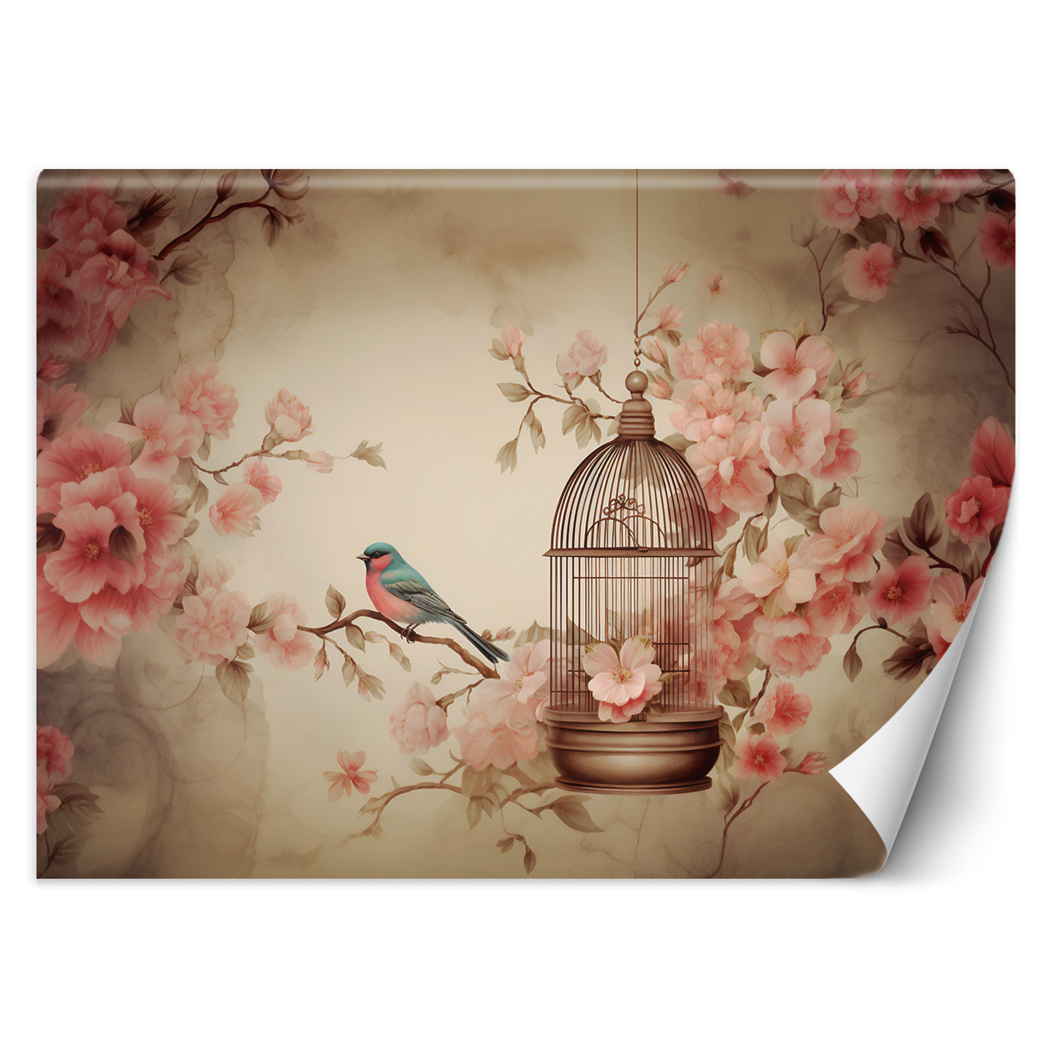 Feeby Fototapeta, Ptak na gałęzi vintage 150x105