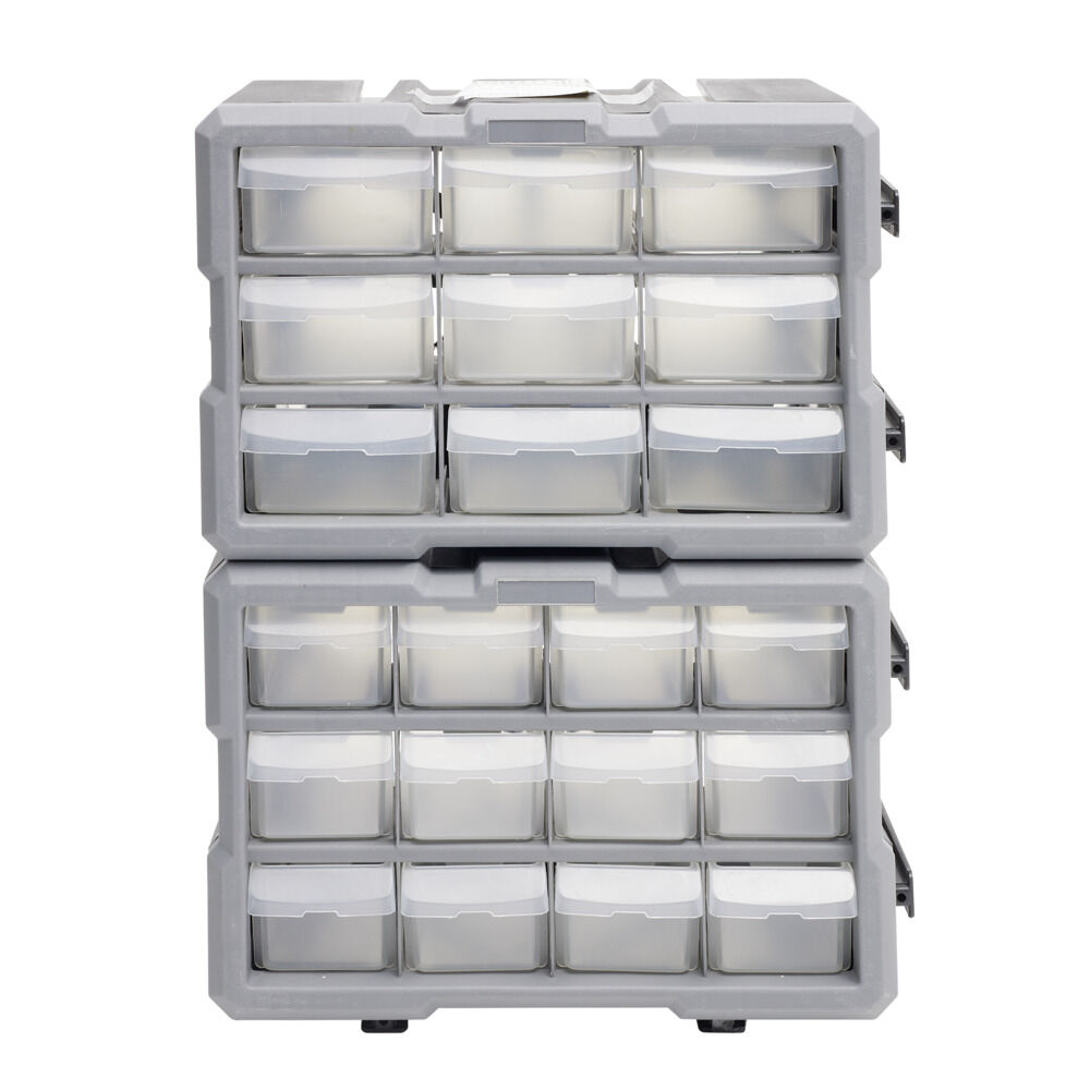 Rangement bricolage modulable plastique gris 9 casiers 28x17xH16cm