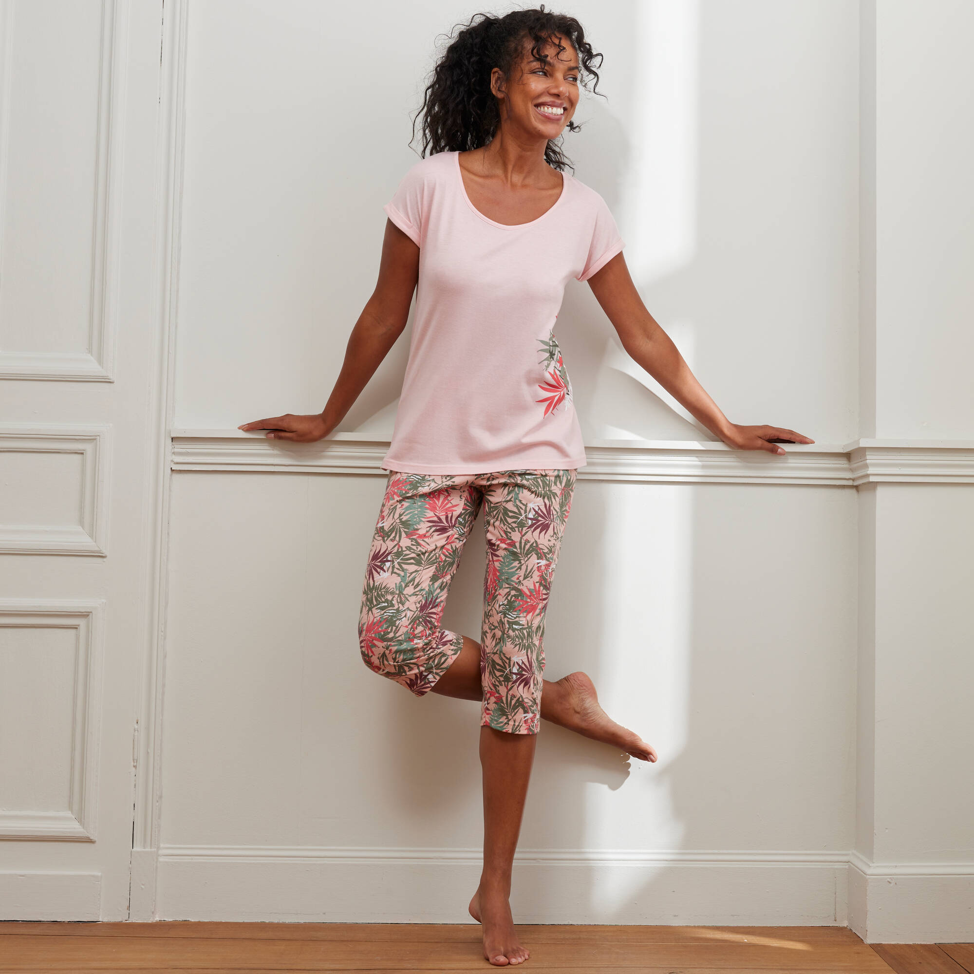 Pyjama pantacourt imprimé - coton modal