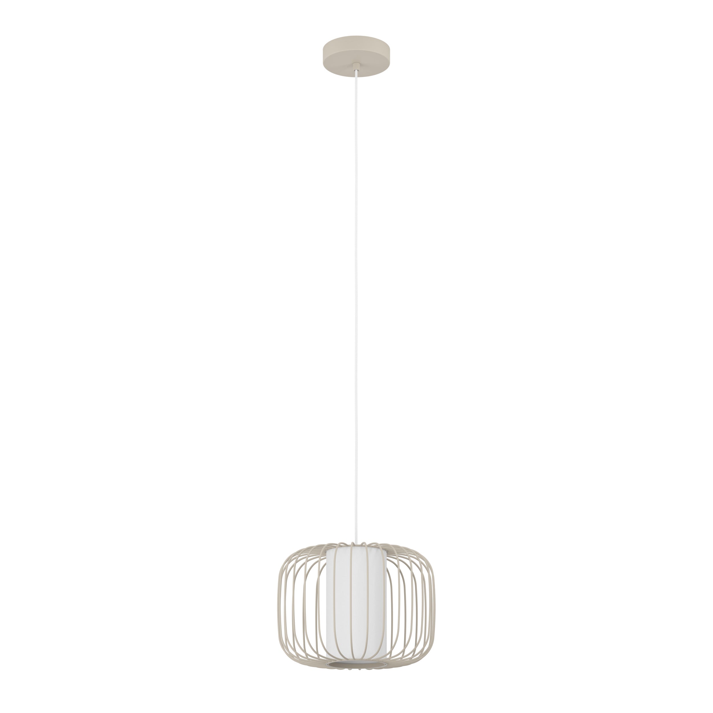 EGLO hanglamp Terrarosa - e27 - ø 28,5 cm - zand/wit - textiel