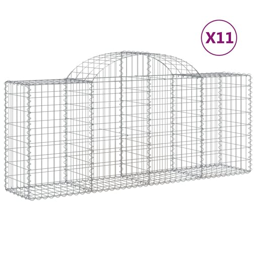 NNEVL Arched Gabion Baskets 11 pcs 200x50x80/100 cm Galvanised Iron