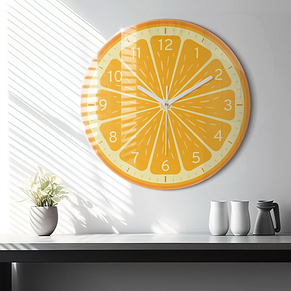Horloge murale Wallfluent fi60 cm Aiguilles blanches Orange juteuse 1 pcs