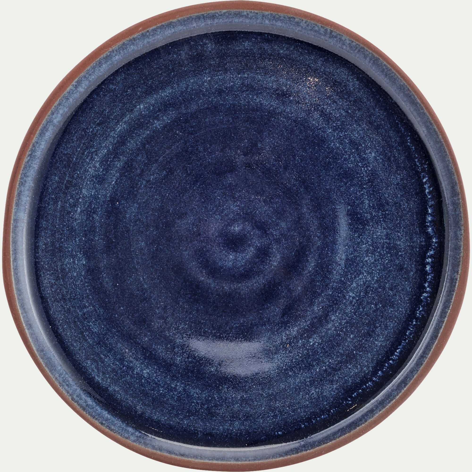MARIA - Assiette à dessert en terre cuite et grès D19cm - bleu