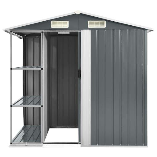 NNEVL Garden Shed with Rack Grey 205x130x183 cm Iron