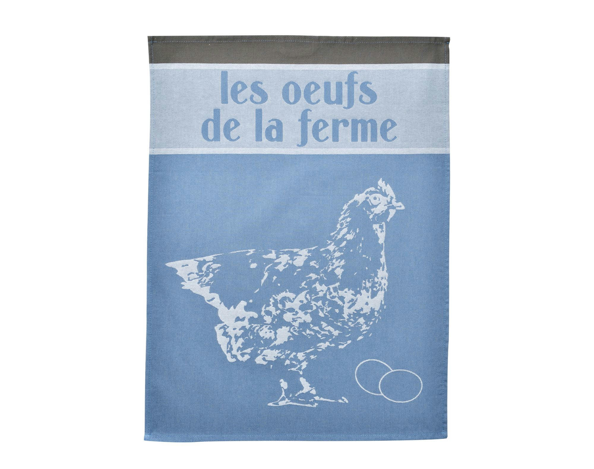 POULETTE - Lot de 6 torchons 50x70 bleu en coton