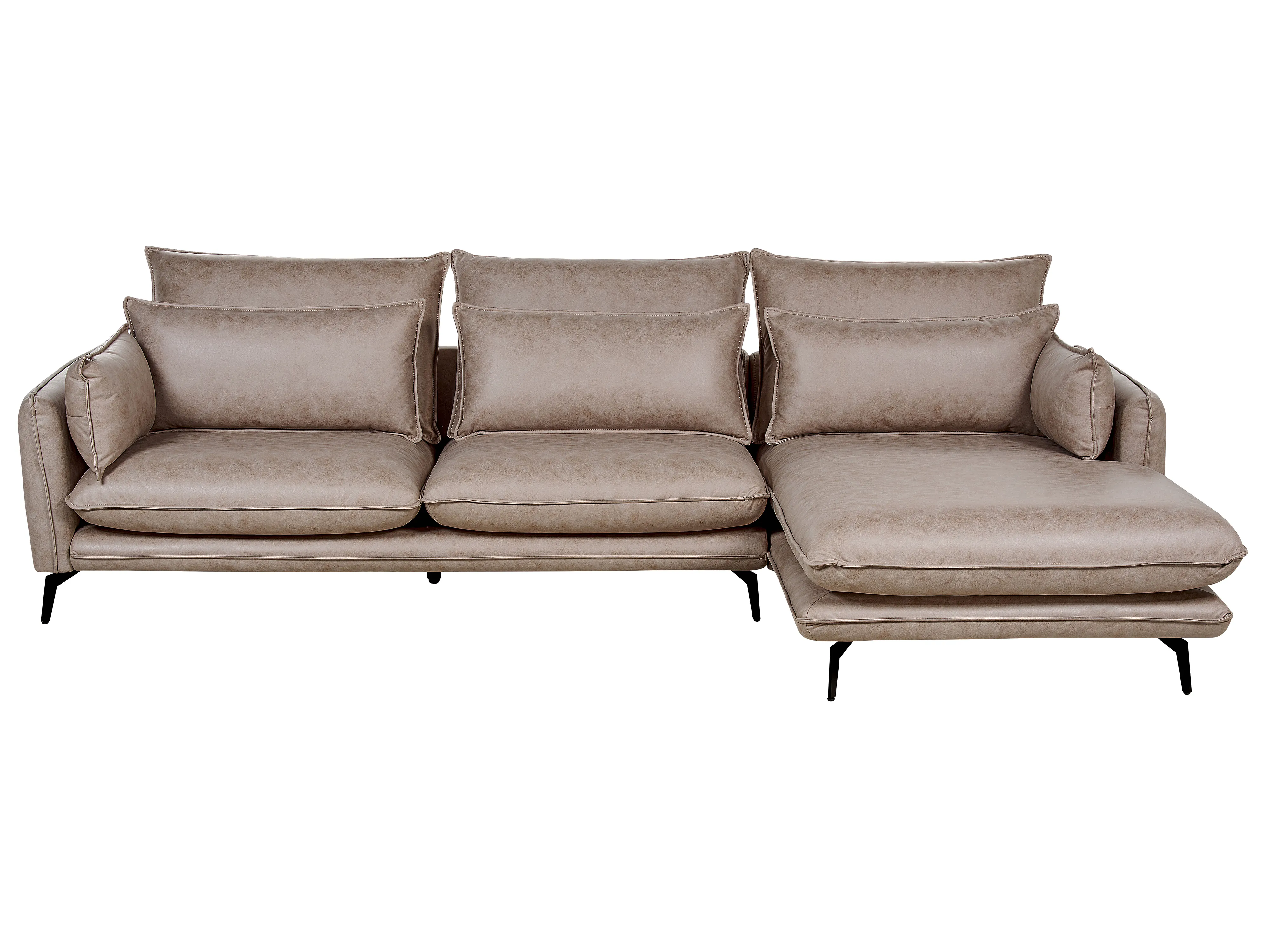Corner Sofa 3 Seater GALLO Faux Suede Light Brown Left Hand