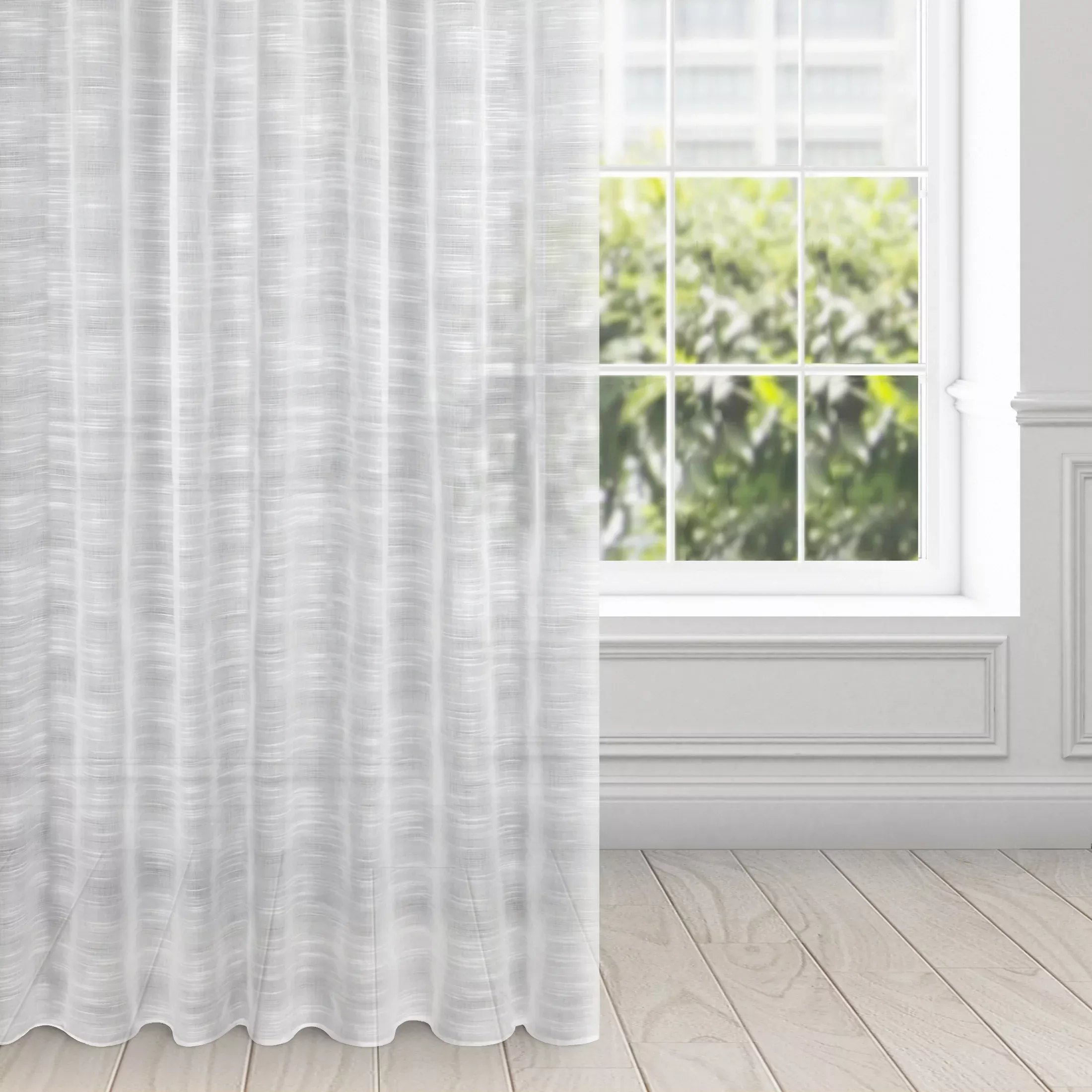 Firana biała z efektem deszczyku półprzezroczysta 140x270 cm taśma ASTERA