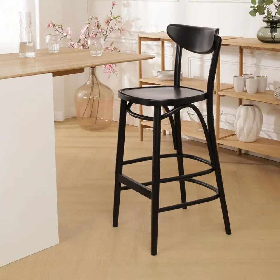 Fameg Musa houten barkruk zwart - 75 cm