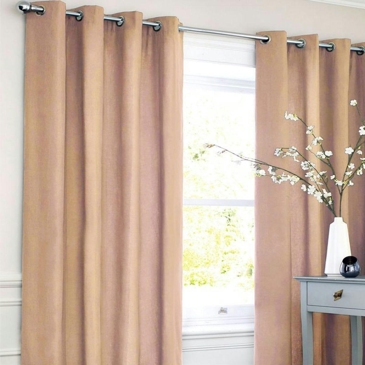 COTTON - Rideau en polycoton rose nude 140x250