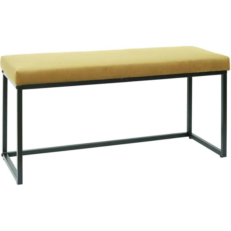 - Banc en métal assise en velours giulia jaune moutarde