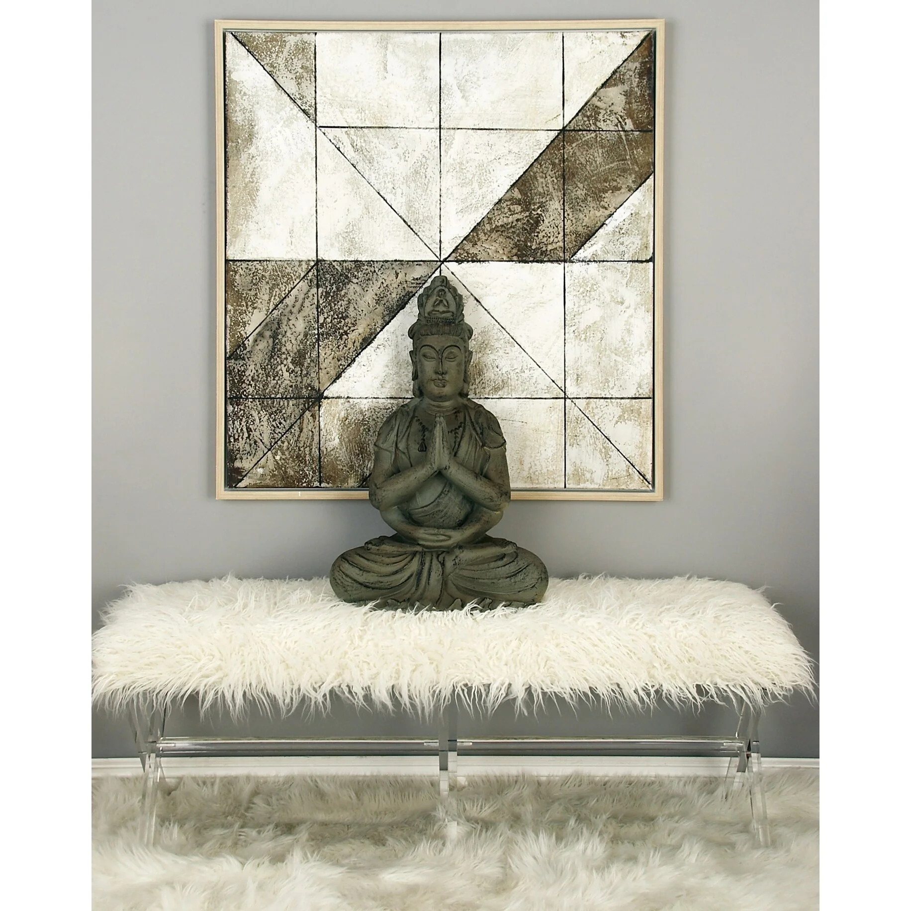 Benzara 'Classy' Acrylic Faux-hair Bench