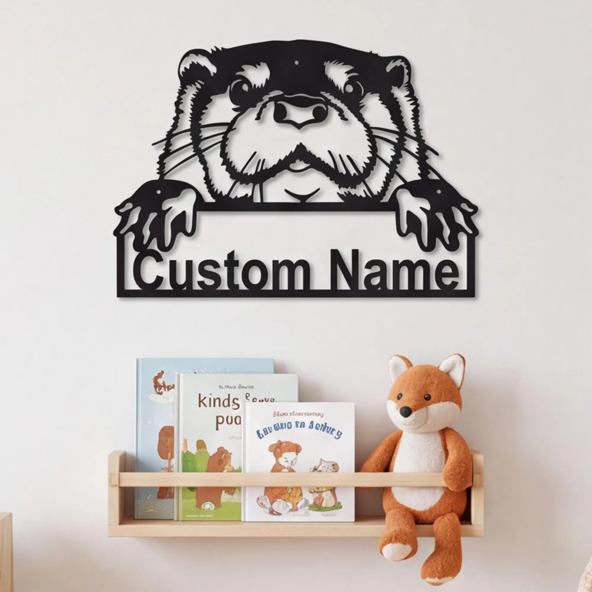 Custom Otter Metal Sign , Powder Coated Steel Wall Art, Personalized Otter Silhouette, Rustic Nature Decor