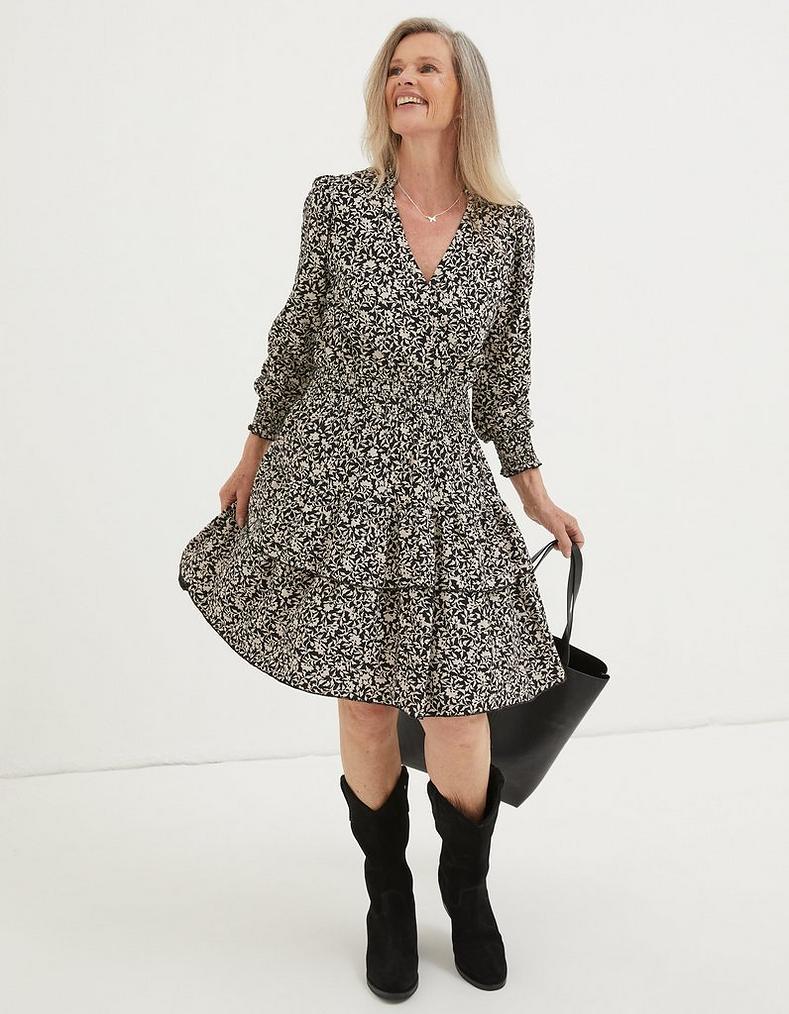 Amba Mono Vines Jersey Dress