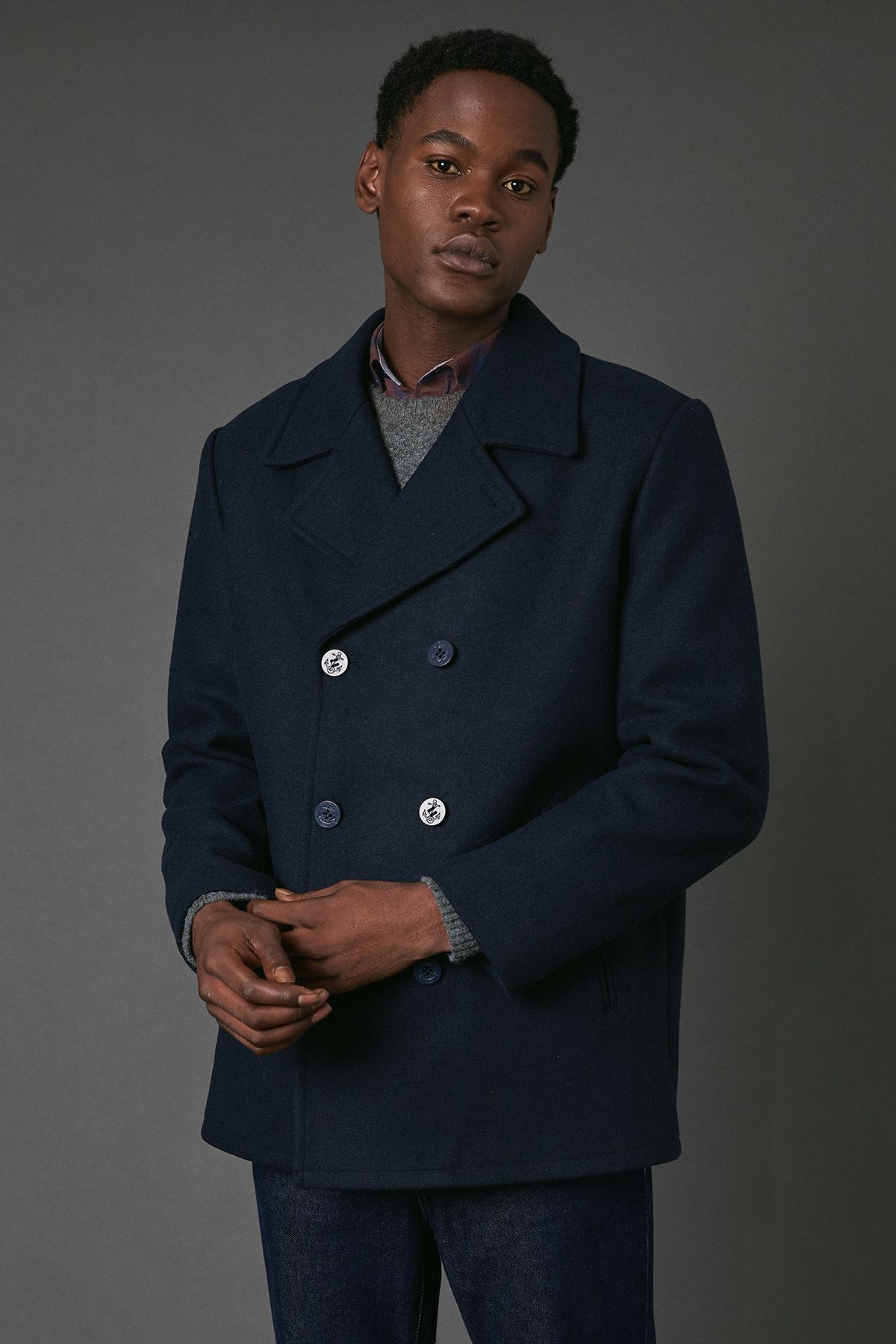 Maine Navy Wool Blend Peacoat