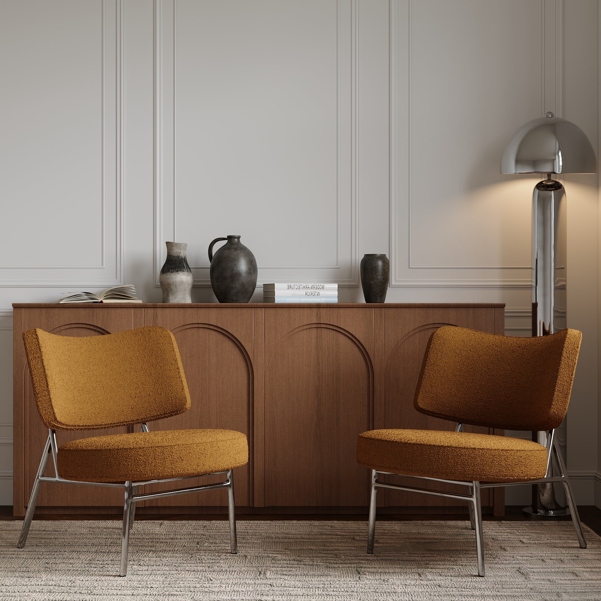 Fauteuil IGGY Bouclette stof Mosterd