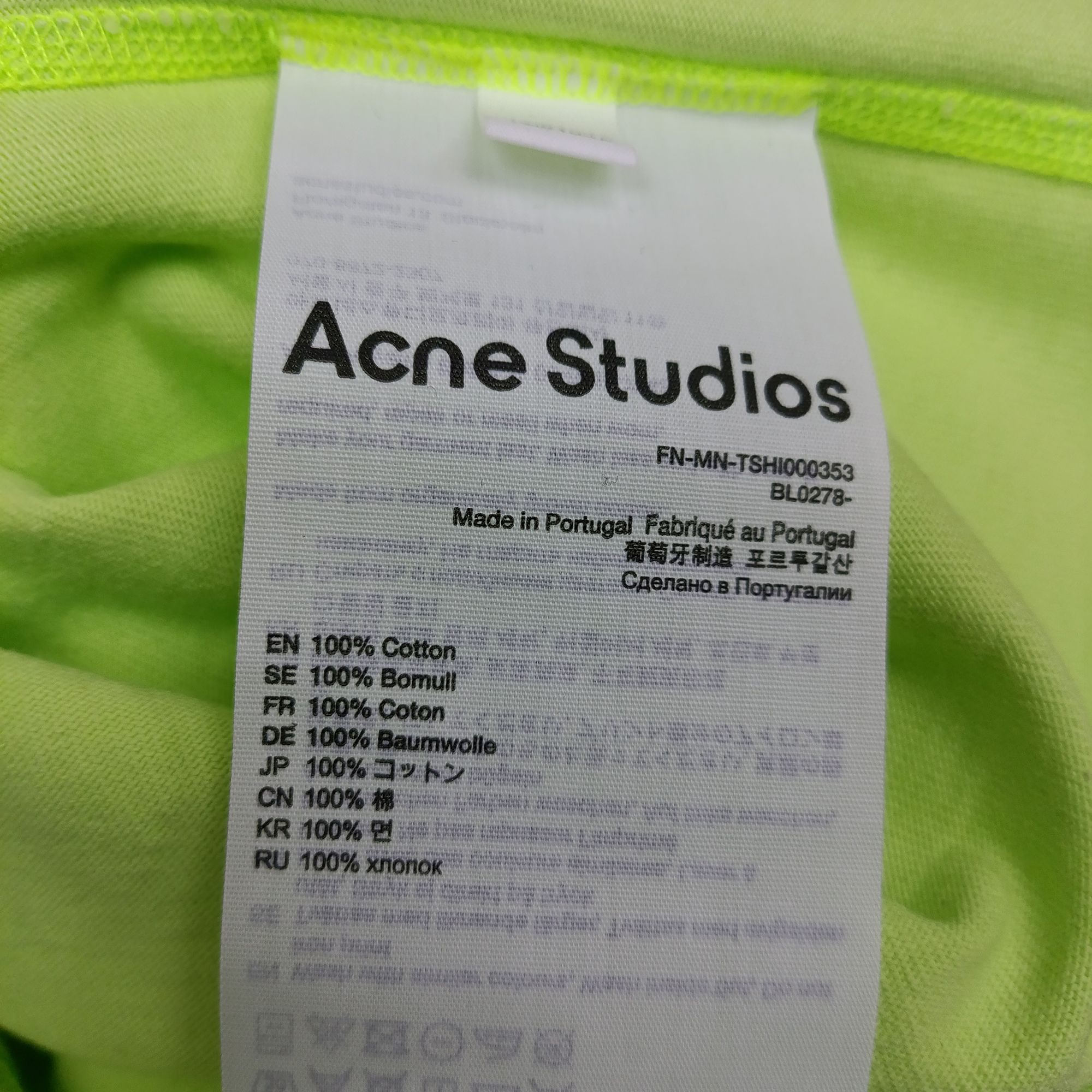 Acne Studios Preloved Erin Stamp T-Shirt Dress in Neon Green Cotton