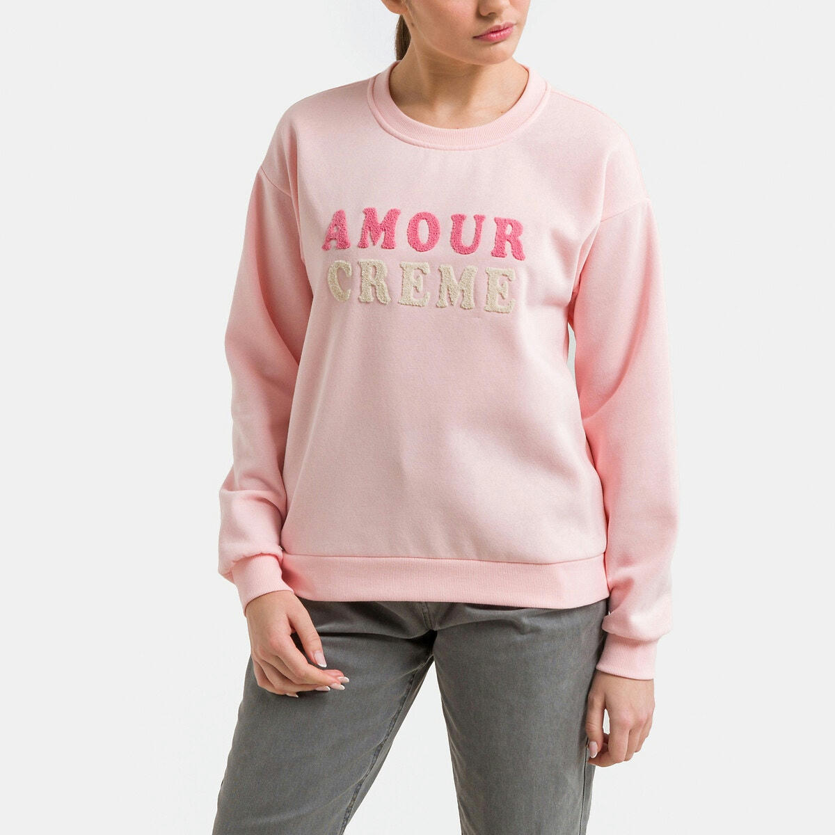 Sweat col rond, motif devant