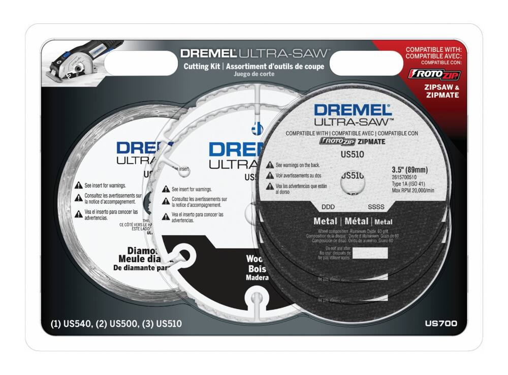 Dremel US700 Ultra-Saw Assorted Tile, Wood & Metal Cutting Wheel Kit For Rotary Tool, 6-pc