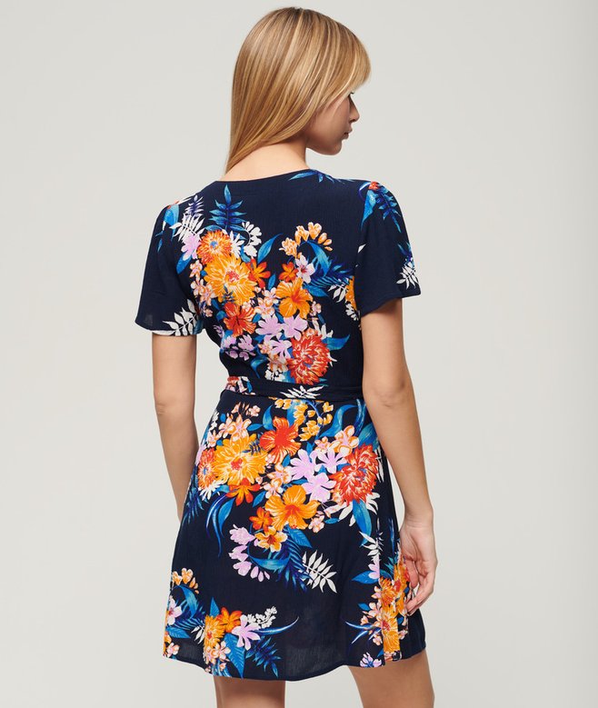 Printed Mini Wrap Dress