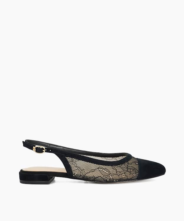 Clarify Black - Lace Slingback Flats