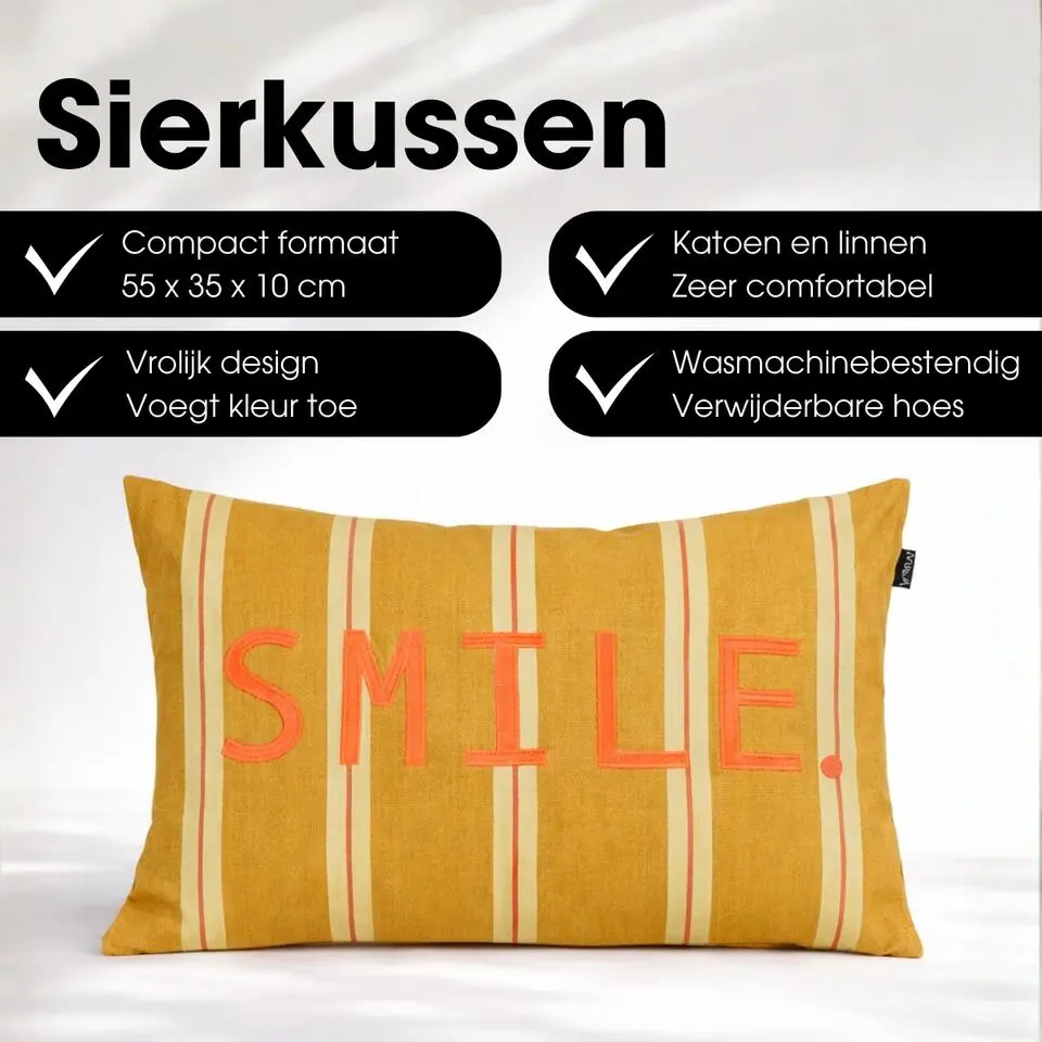 Mica Decorations Smile Sierkussen �?55 x 35 x 10 cm