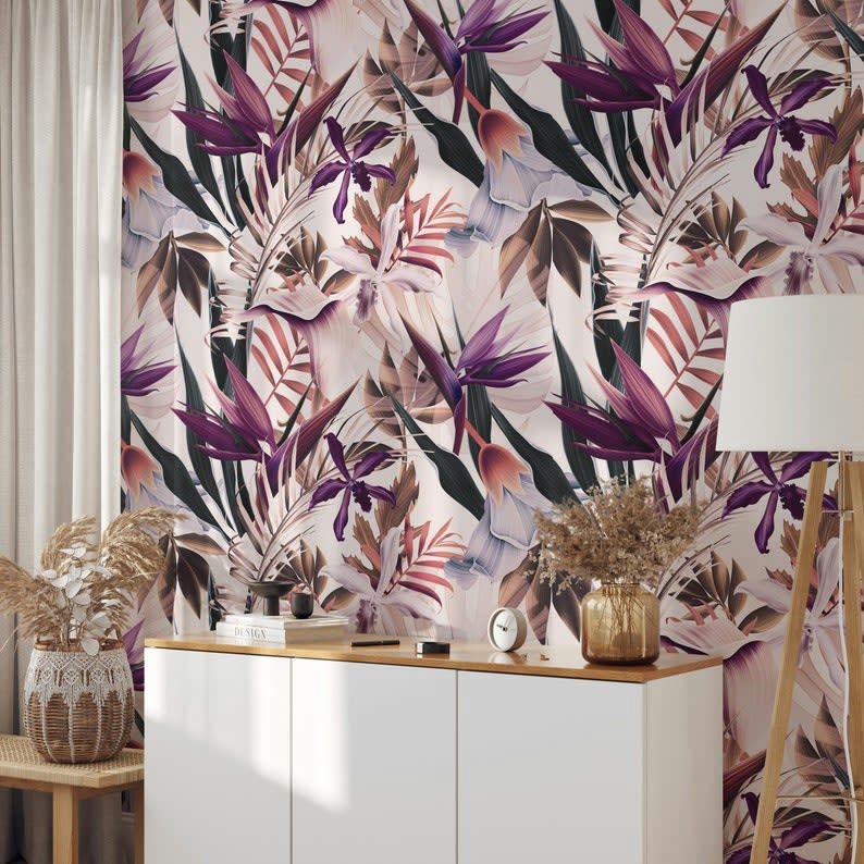 TROPICALI - Papier Peint Rose Exotique Tropical Hawaïen 250x200 cm