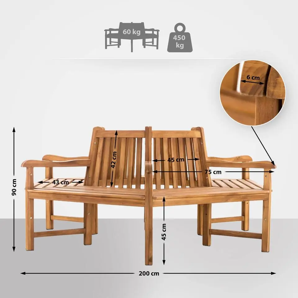 CLP Teakbank Sonja 200 cm