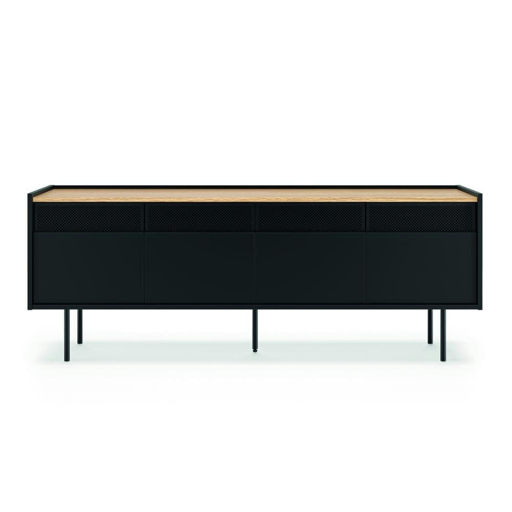 RADIO - Meuble TV  placage chêne et noir