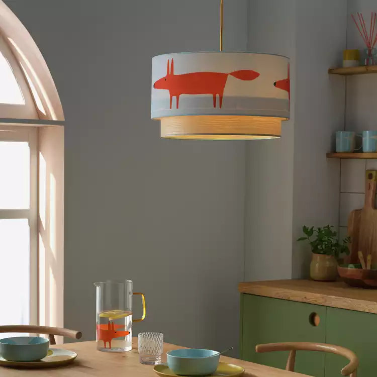 Habitat x Scion Blue Mr Fox 2 Tier Lampshade - 45cm