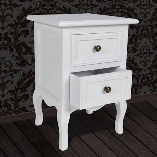 NNEVL Nightstands 2 pcs with 2 Drawers MDF White