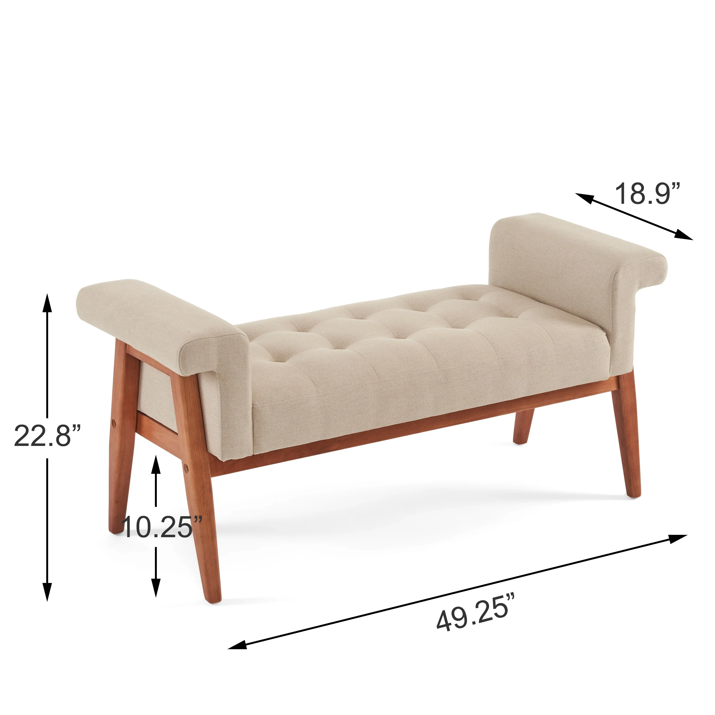 Elegant Beige Linen Tufted Ottoman