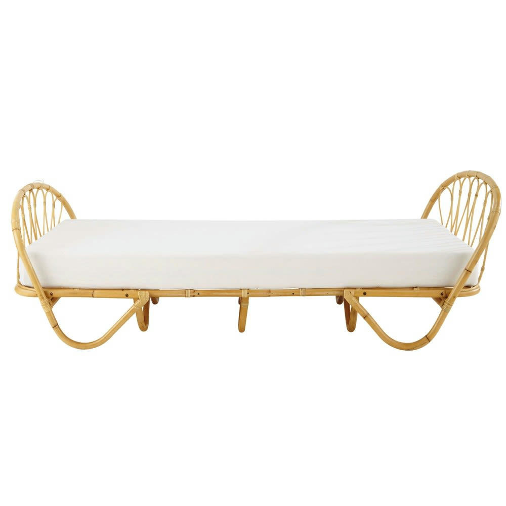 Suzane - Lit  banquette 90x190 en rotin