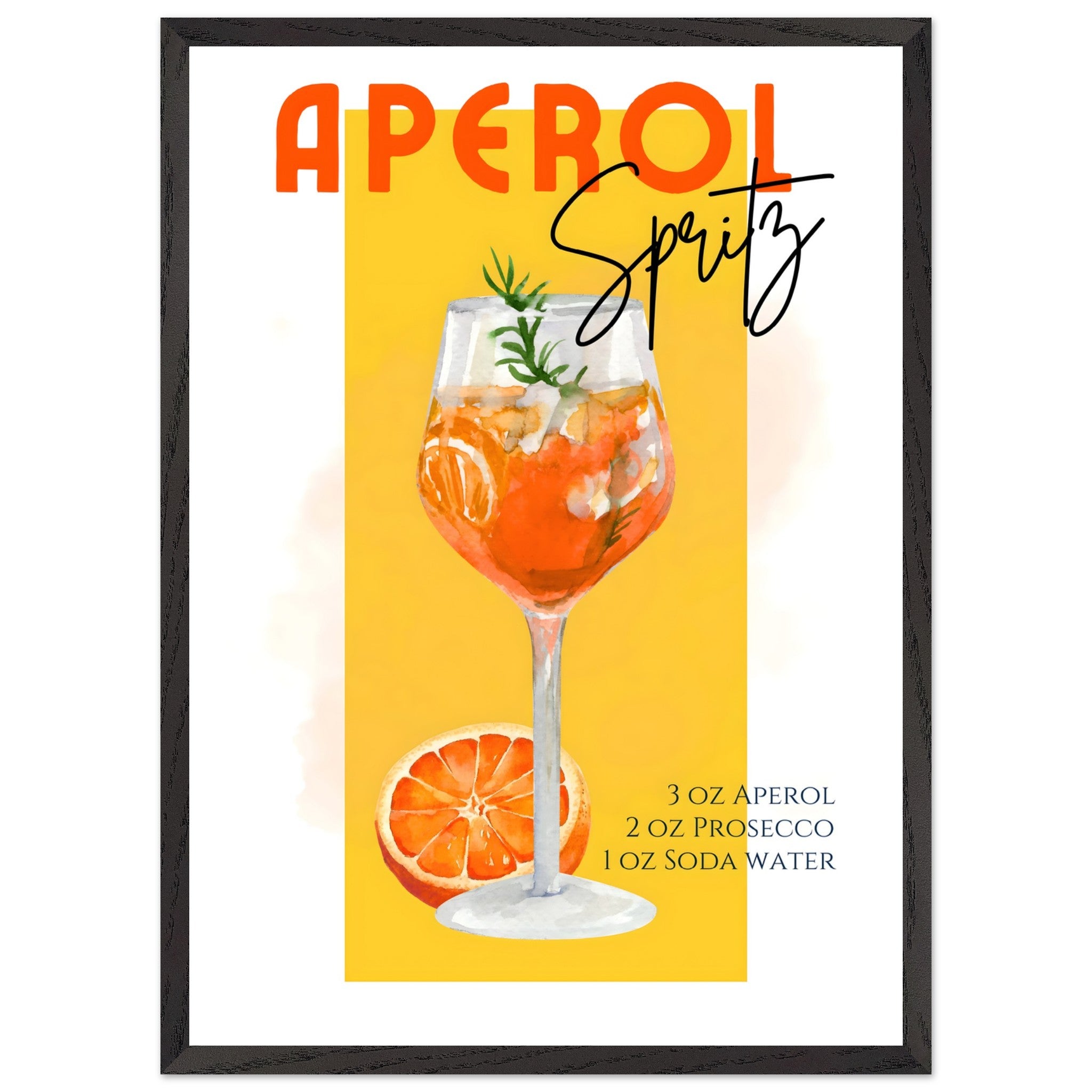 Artfulprints Poster met Lijst Aperol Spritz - Yellow  - 50x70 cm - Geel
