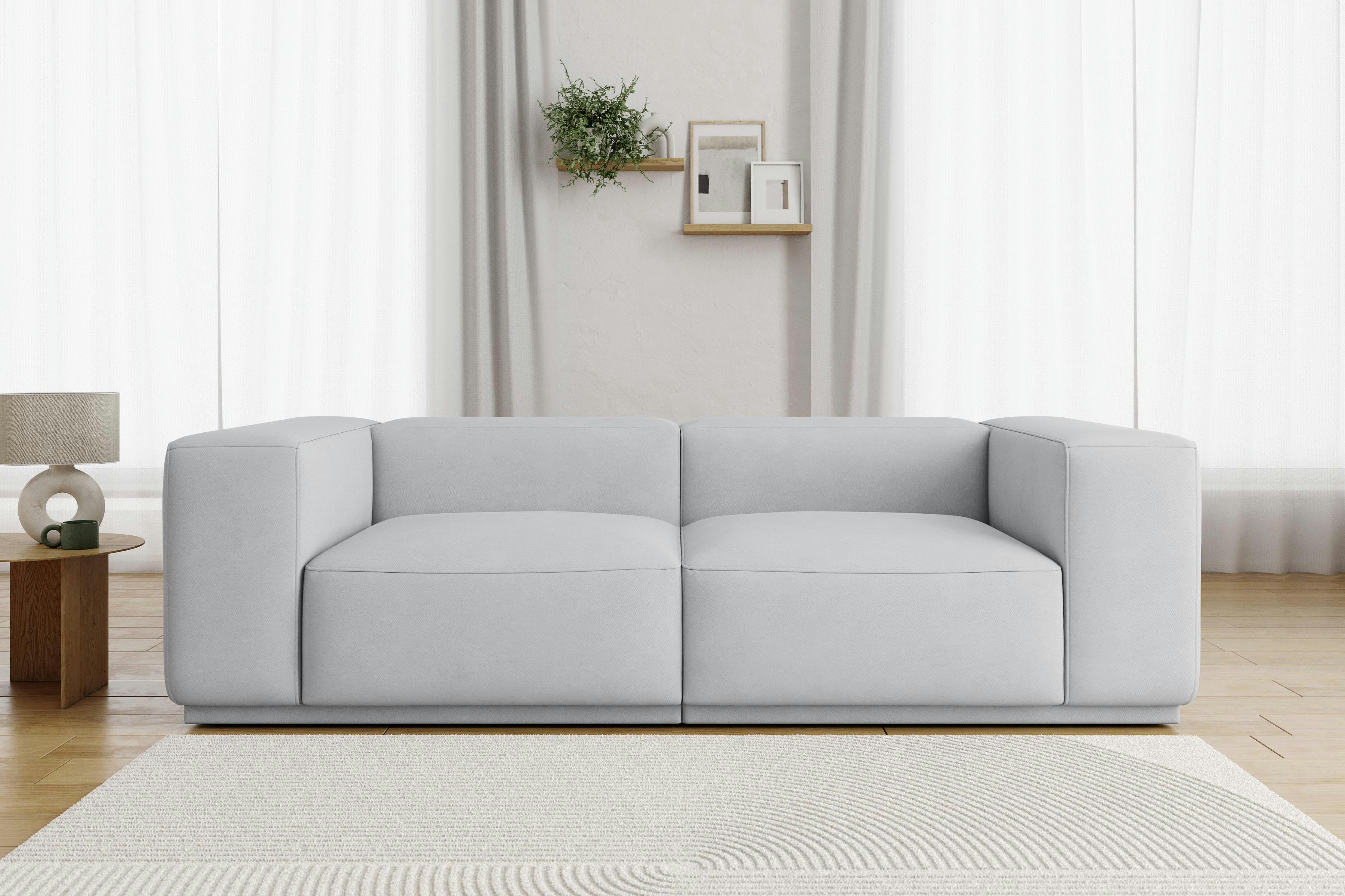 SACHA - Canapé droit en tissu 4 places gris clair