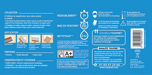 Enduit de lissage prêt à l'emploi Toupret 7kg
