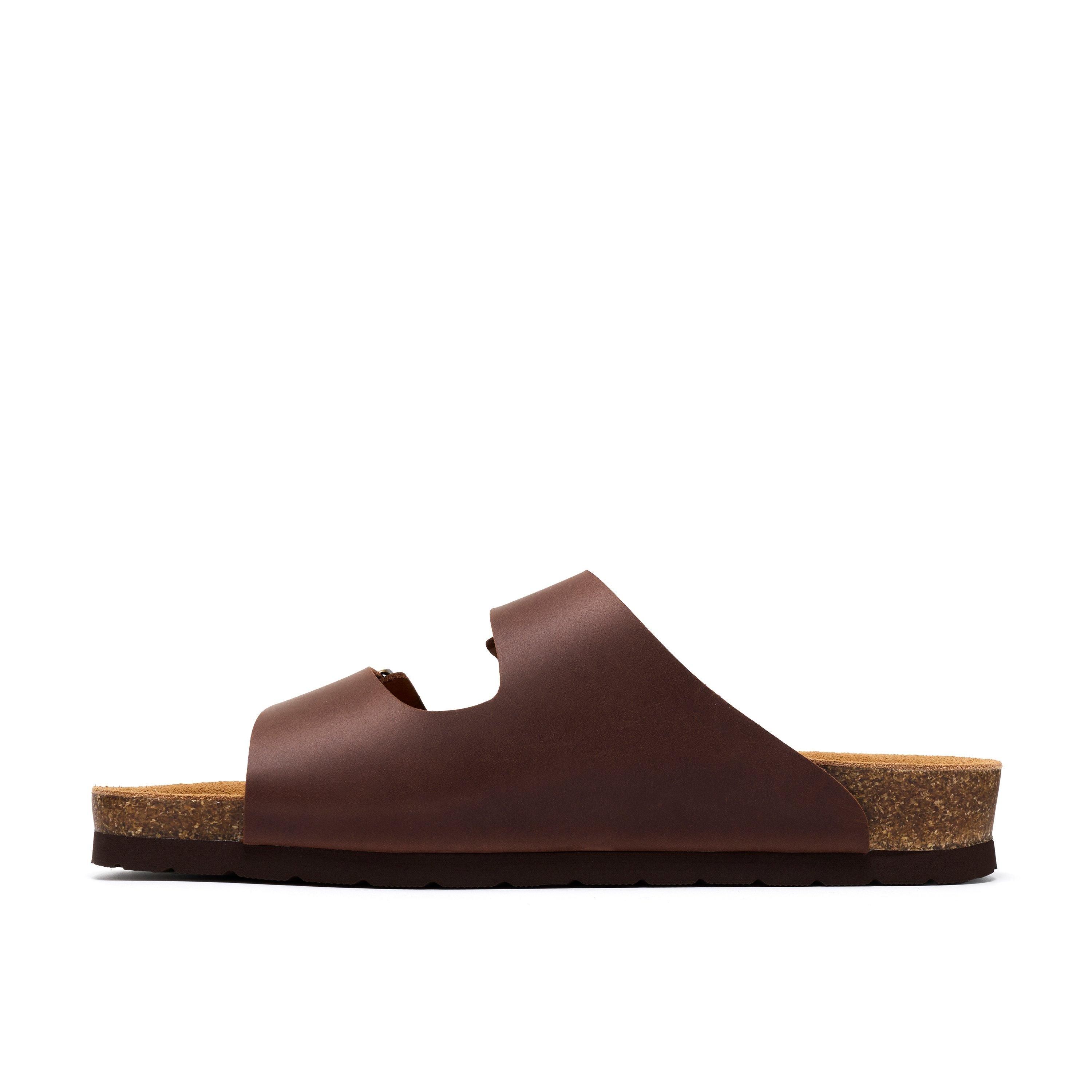 Clarks Sidmouth Strap Brown Leather Sliders