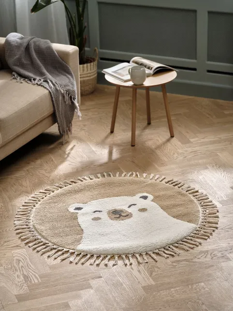 Tæppe TURT Ø90 beige/hvid