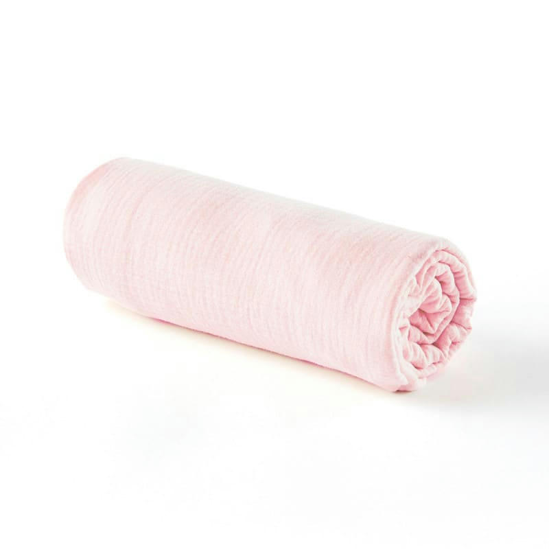 - Drap housse gaze de coton rose pale - 3 tailles (60 x 120 cm)