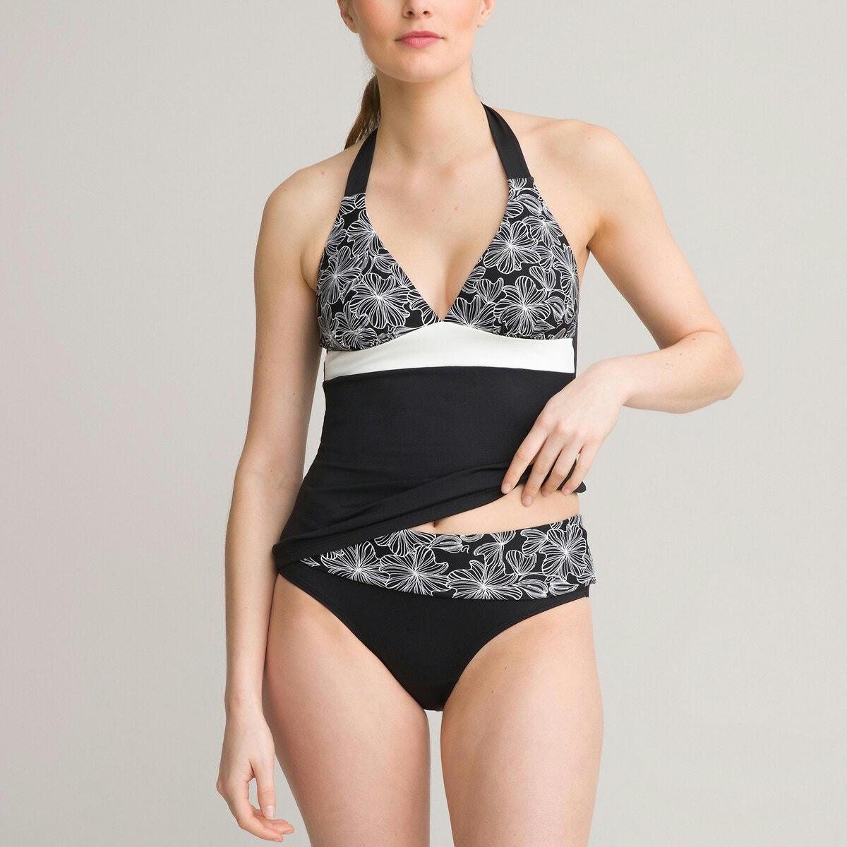 Haut de maillot de bain tankini, imprimé fleurs