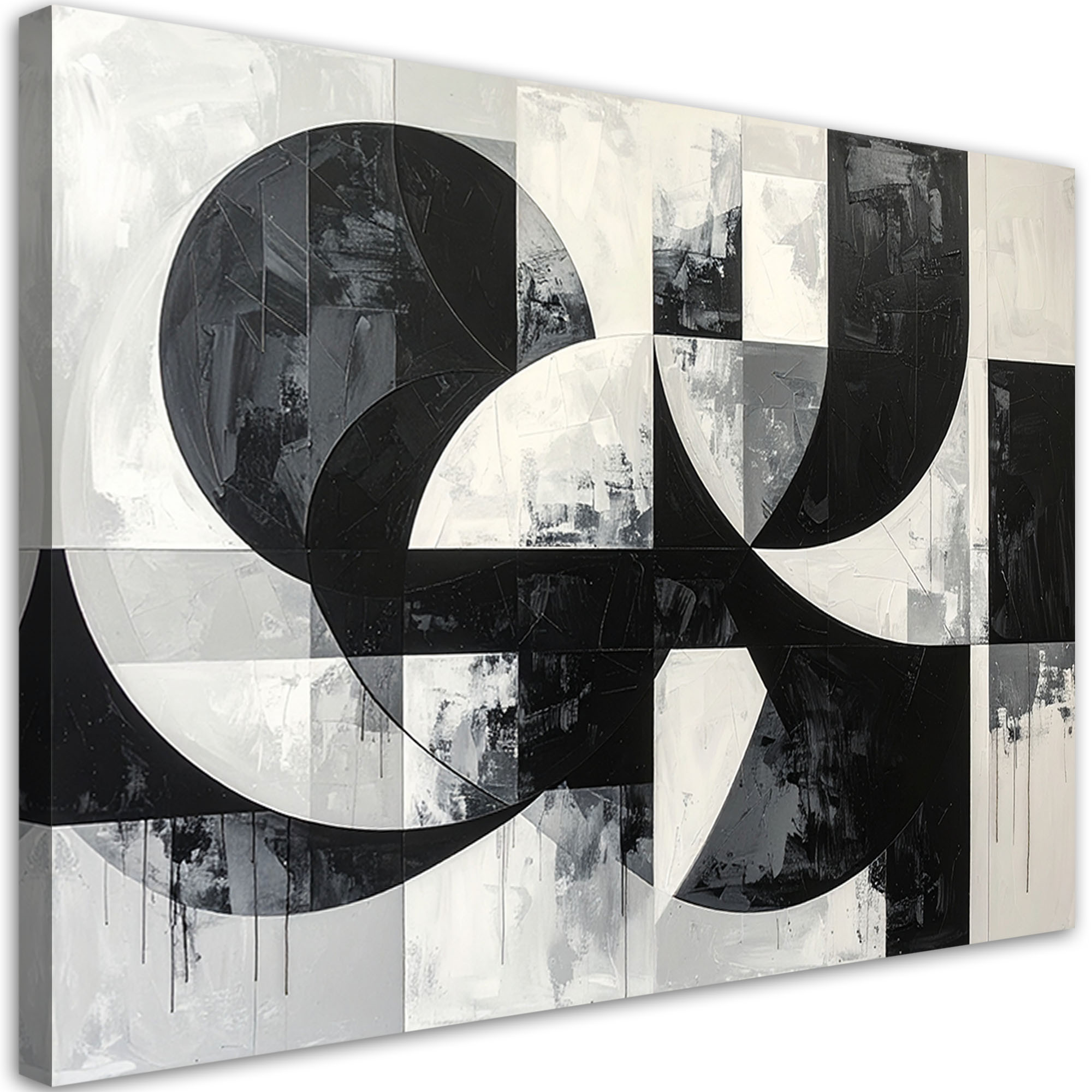 Obraz do salonu biura loftu, Geometryczne formy abstrakcja czarno 30x20