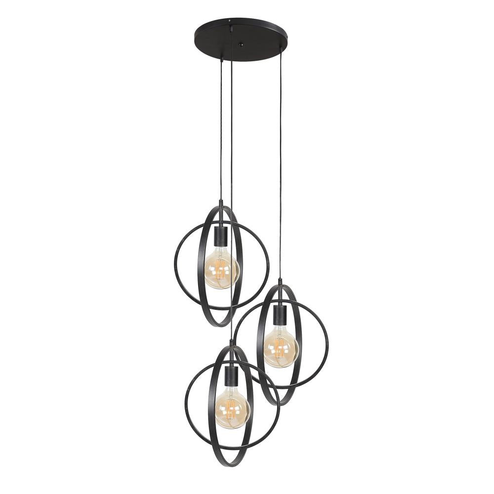 Giga Meubel Hanglamp Turn Around - Zwart - 3-Lichts - 40x40x150cm