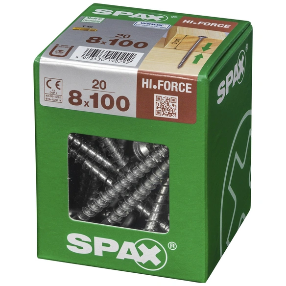 Holzbauschraube, 8 mm, Stahl, 20 Stk., HI.FORCE 8x100 XL