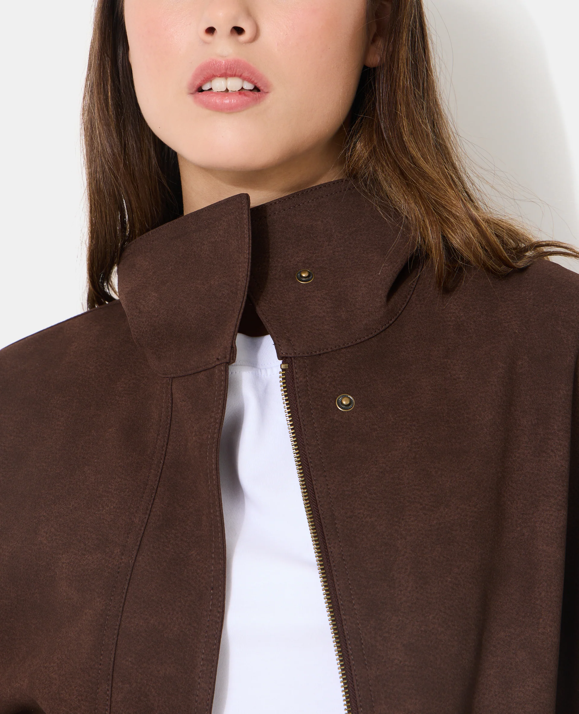 Blouson boule col montant en suédine