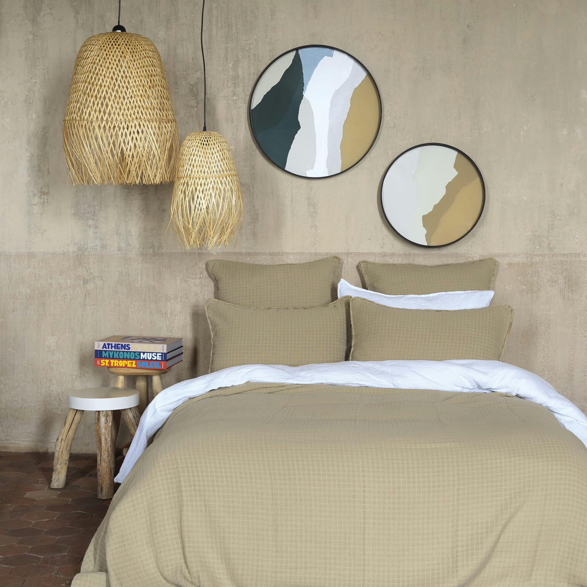 MINORQUE - Dessus de lit gaze de coton mastic 180X220 CM